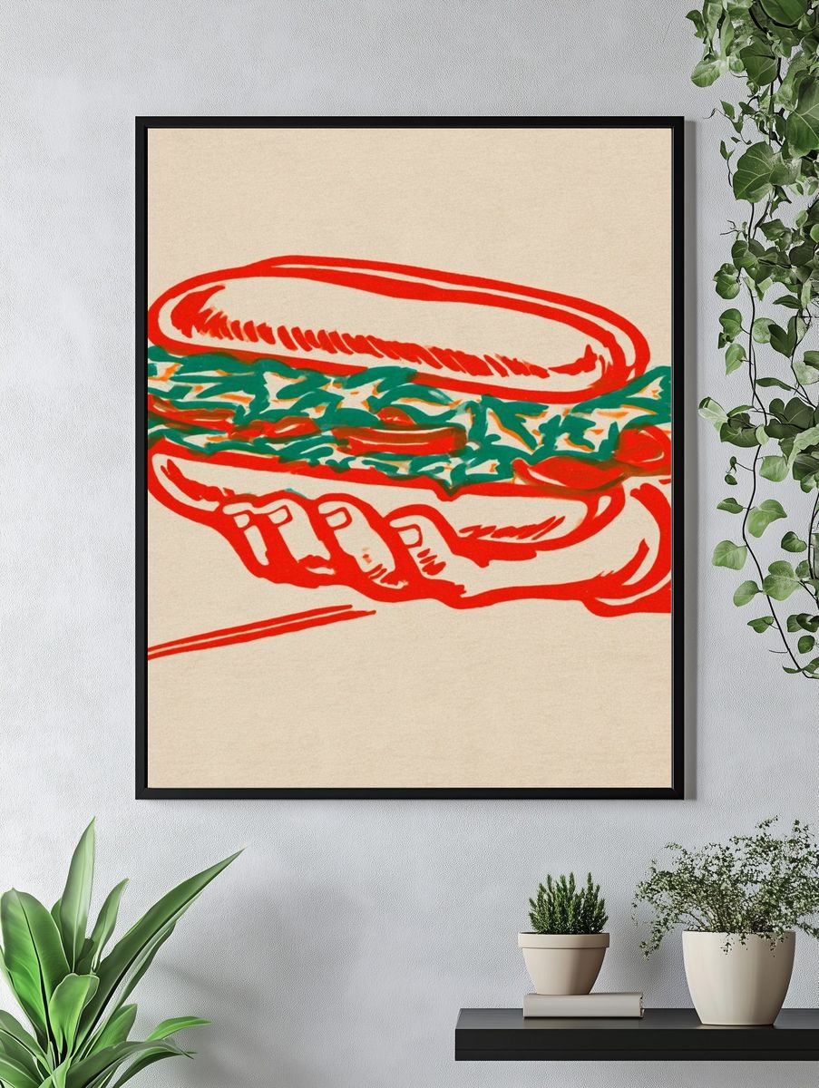 Hand-Drawn Sandwich Illustration Poster. — room view 4