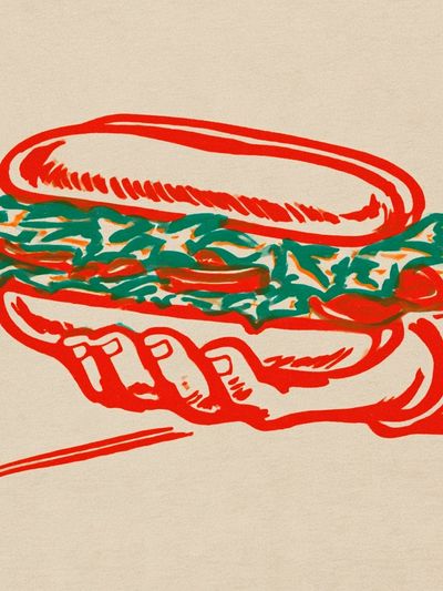 Hand-Drawn Sandwich Illustration Poster.