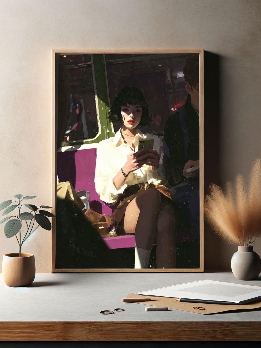 Subway Girl Portrait Print. — room view 2