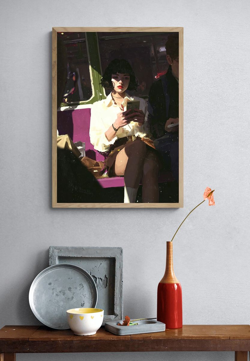 Subway Girl Portrait Print. — room view 3