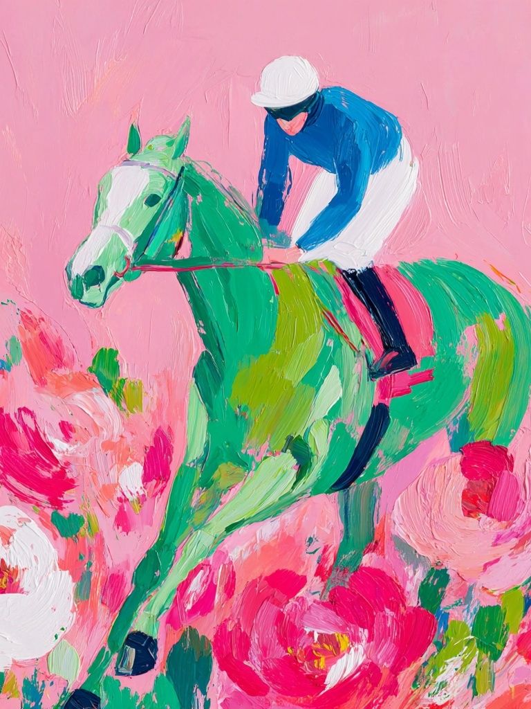 Pink Horse Rider Illustration Poster. poster — illustration art
