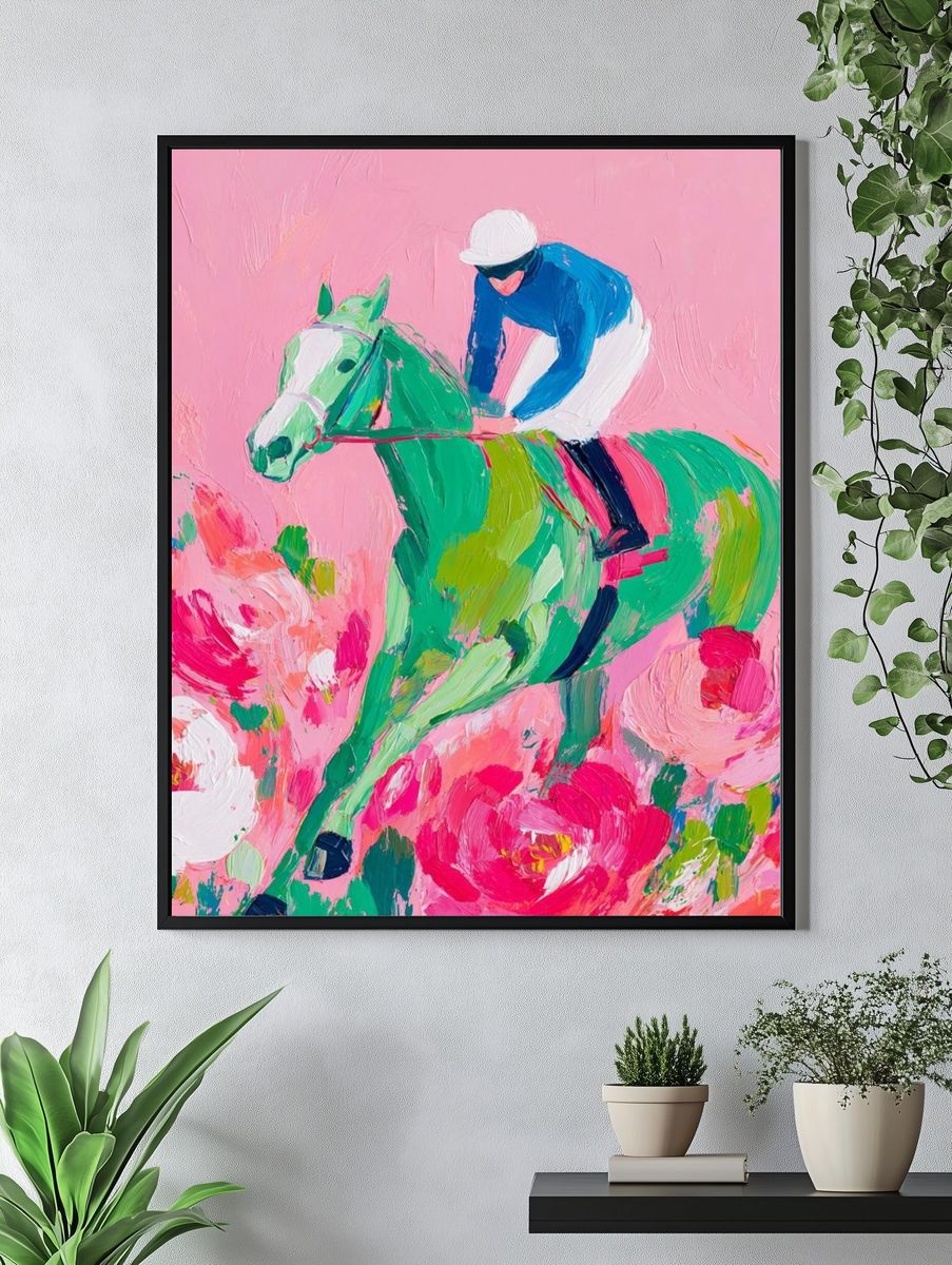 Pink Horse Rider Illustration Poster. — room view 4