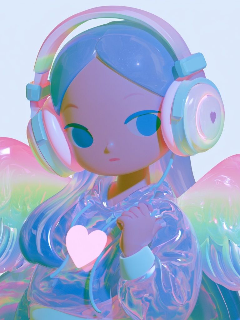Pastel Angel Girl Illustration Poster. poster — illustration art