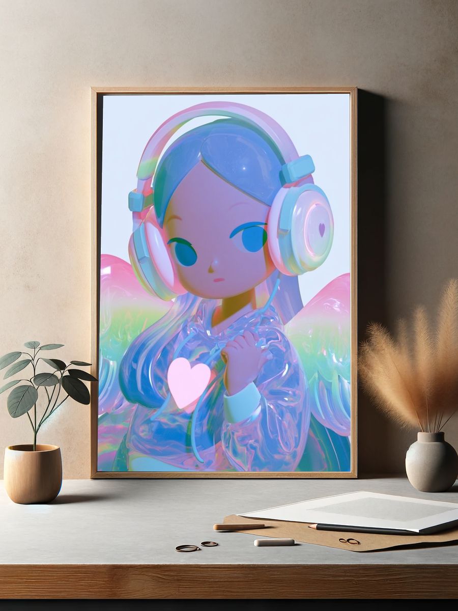Pastel Angel Girl Illustration Poster. — room view 2