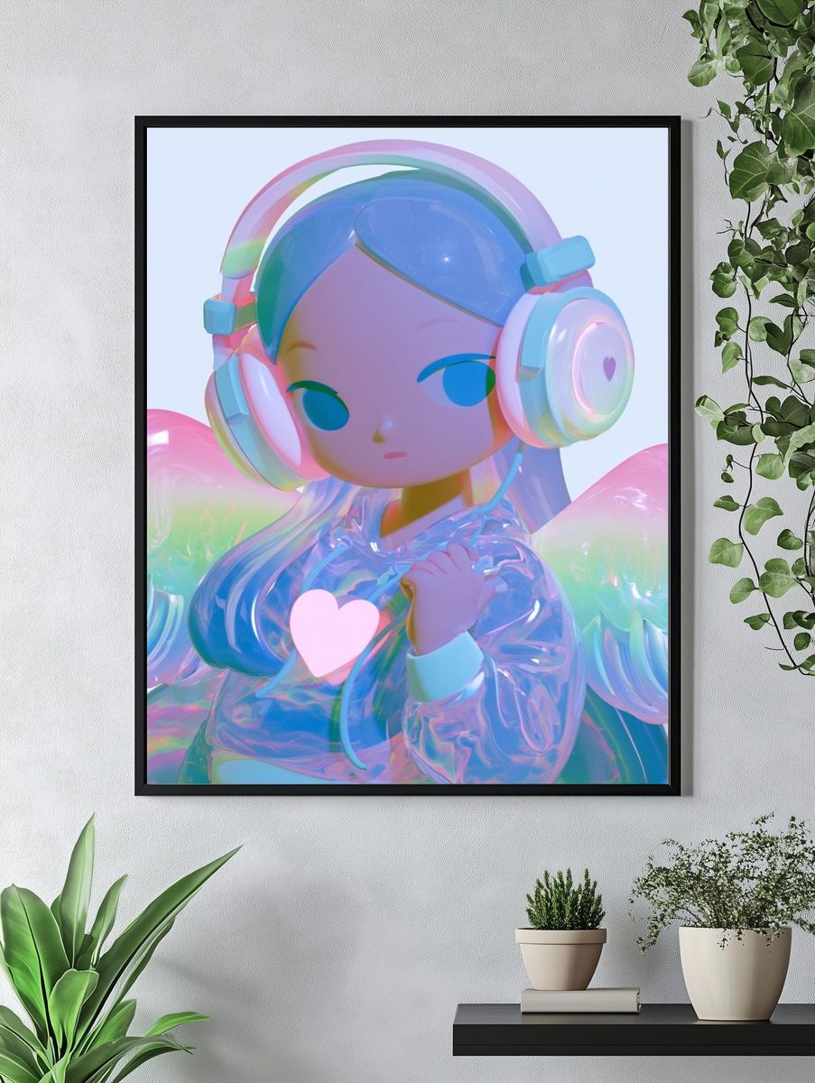 Pastel Angel Girl Illustration Poster. — room view 4