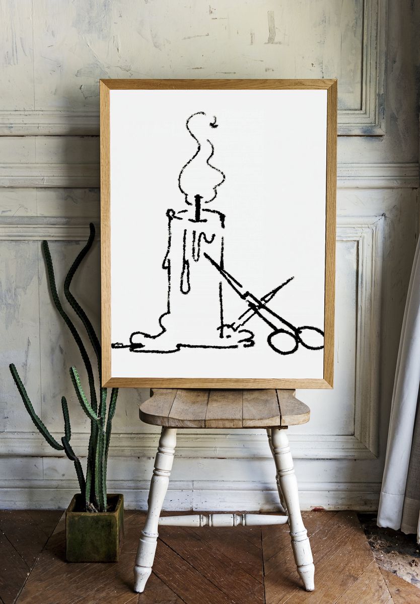 Abstract Figure with Scissors Print. — room view 1