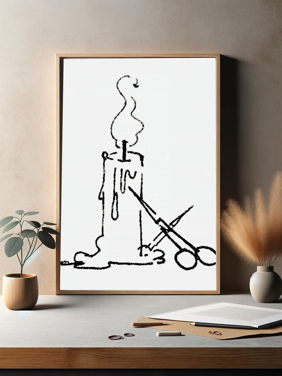Abstract Figure with Scissors Print. — room view 2
