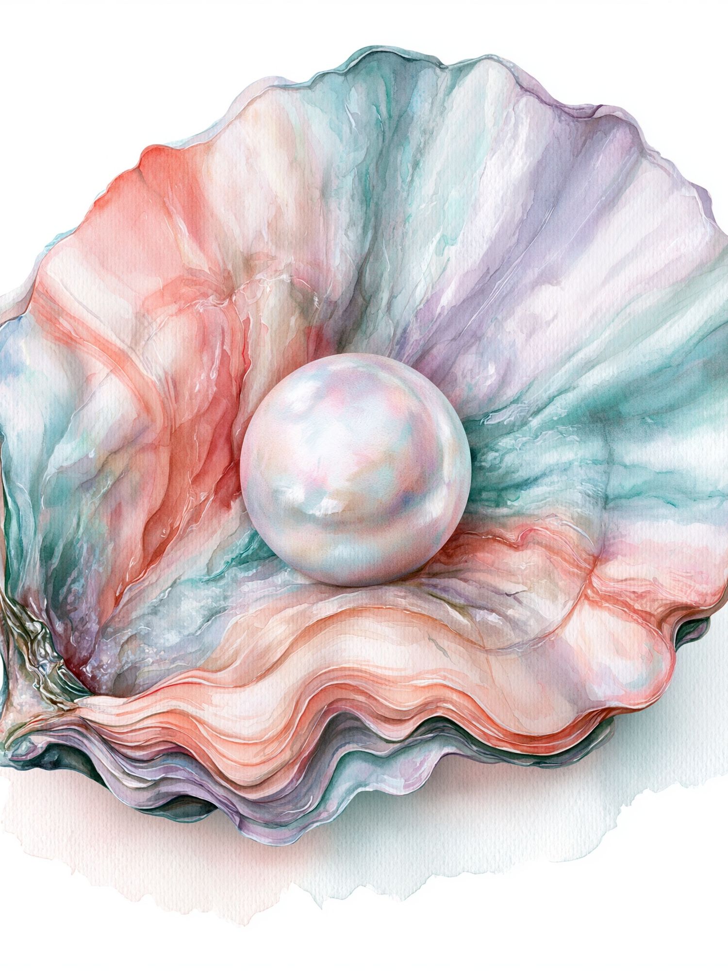 Pastel Seashell Watercolor Poster. poster — illustration art
