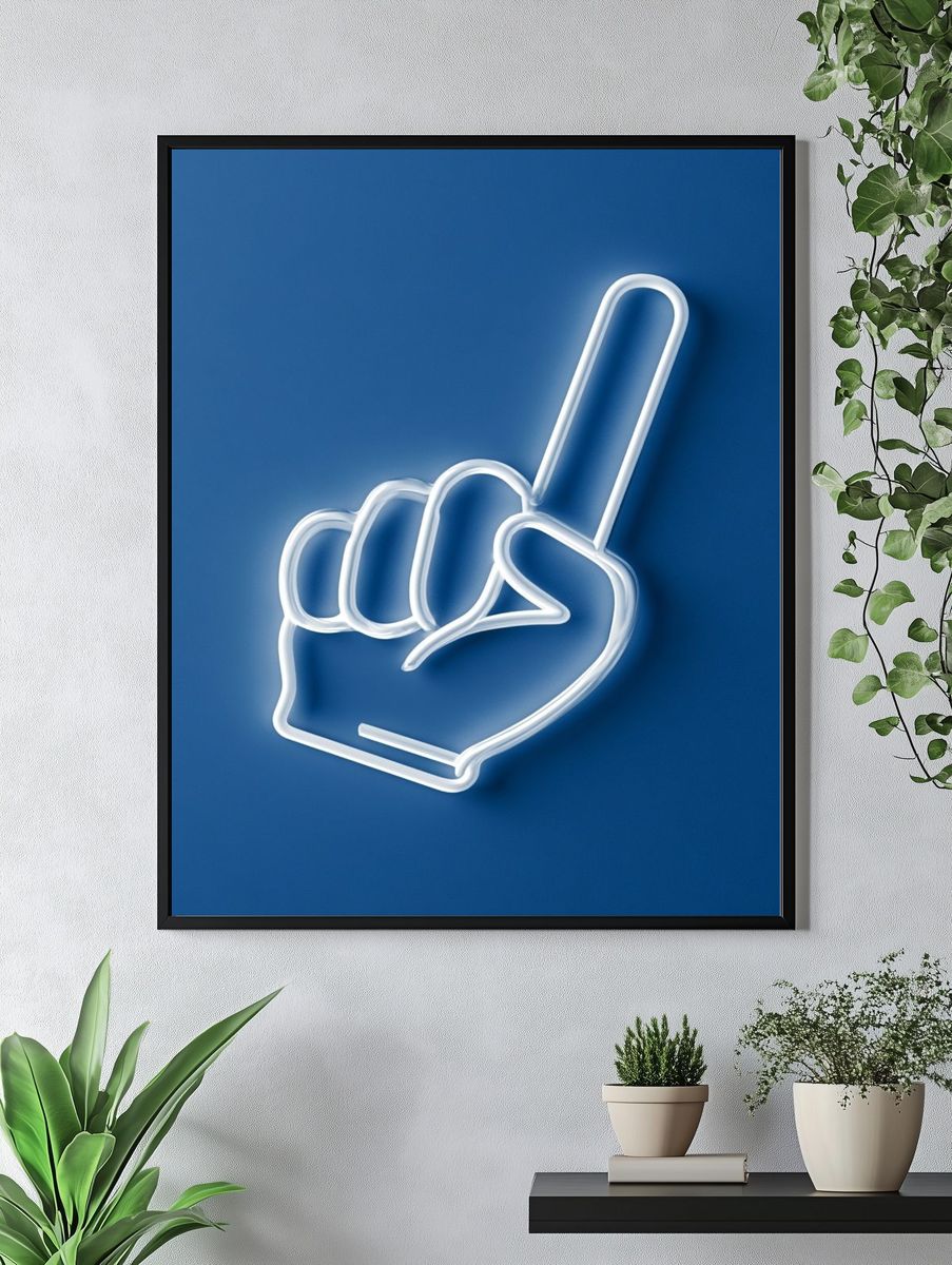 Foam Finger Neon Blue Poster. — room view 4