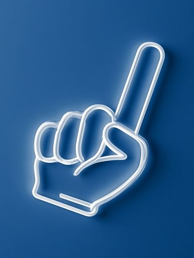 Foam Finger Neon Blue Poster. poster print