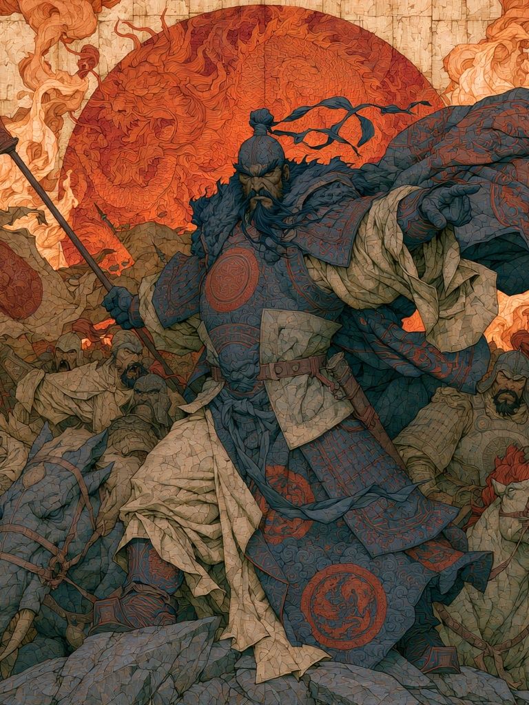 Samurai Battle Scene Illustration Poster. poster — illustration art