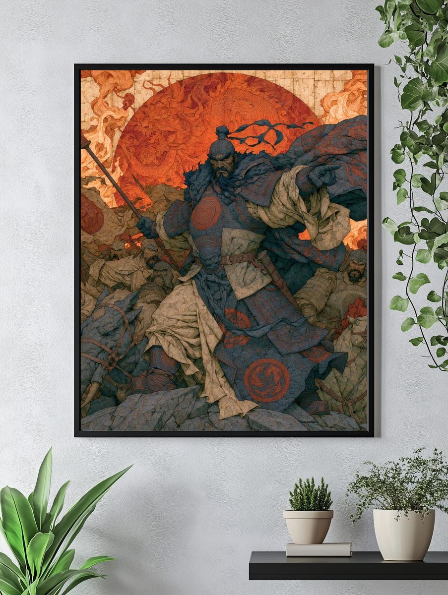 Samurai Battle Scene Illustration Poster. — room view 4