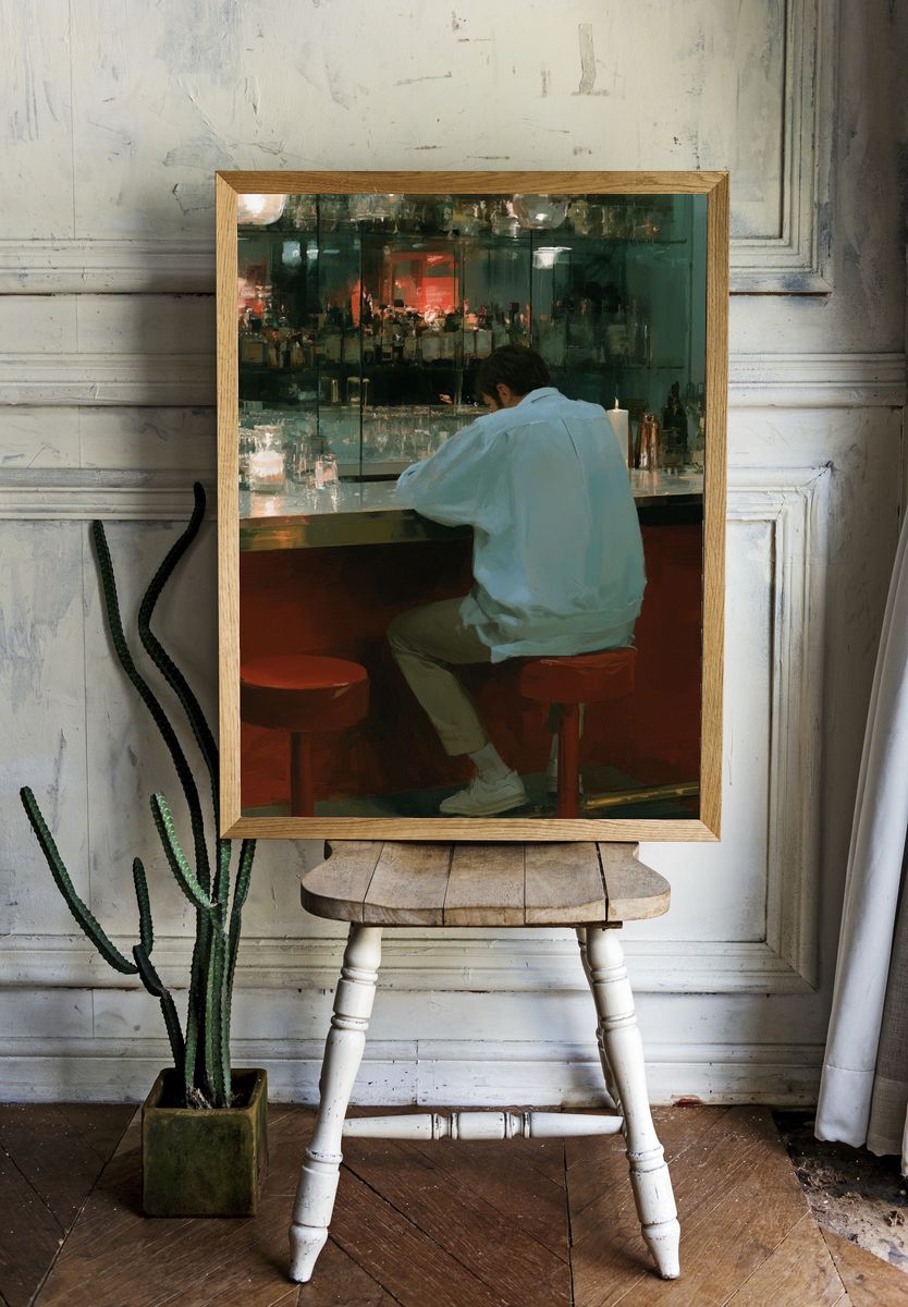 Lonely Bar Interior Illustration Poster. — room view 1