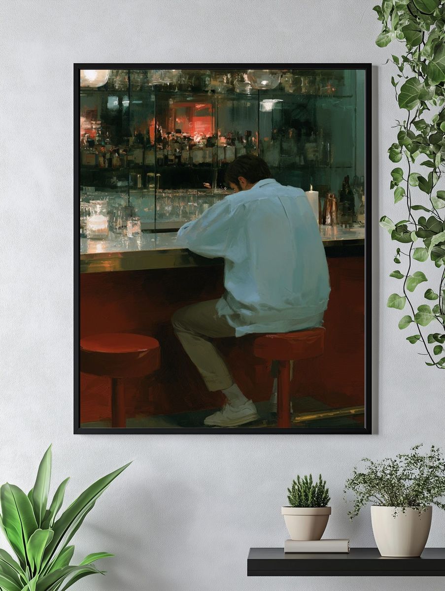 Lonely Bar Interior Illustration Poster. — room view 4