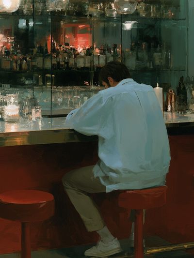 Lonely Bar Interior Illustration Poster. poster