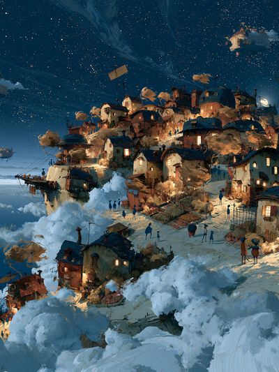 Floating Village Nightscape Print.