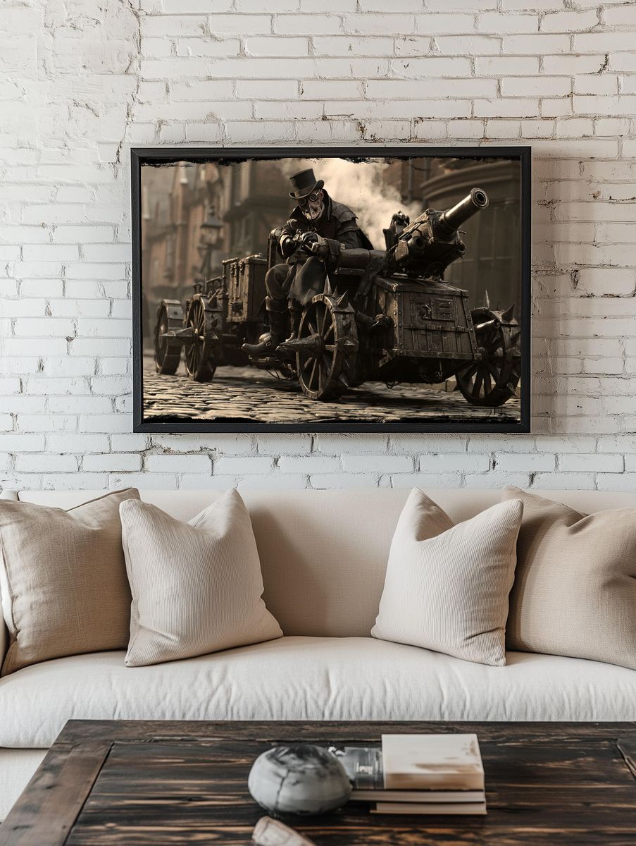 Steampunk Cannon Rider Poster. room preview