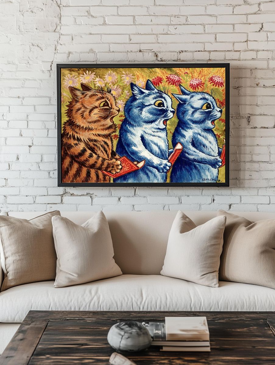 Three cats singing. Gouache Louis. — room view 1