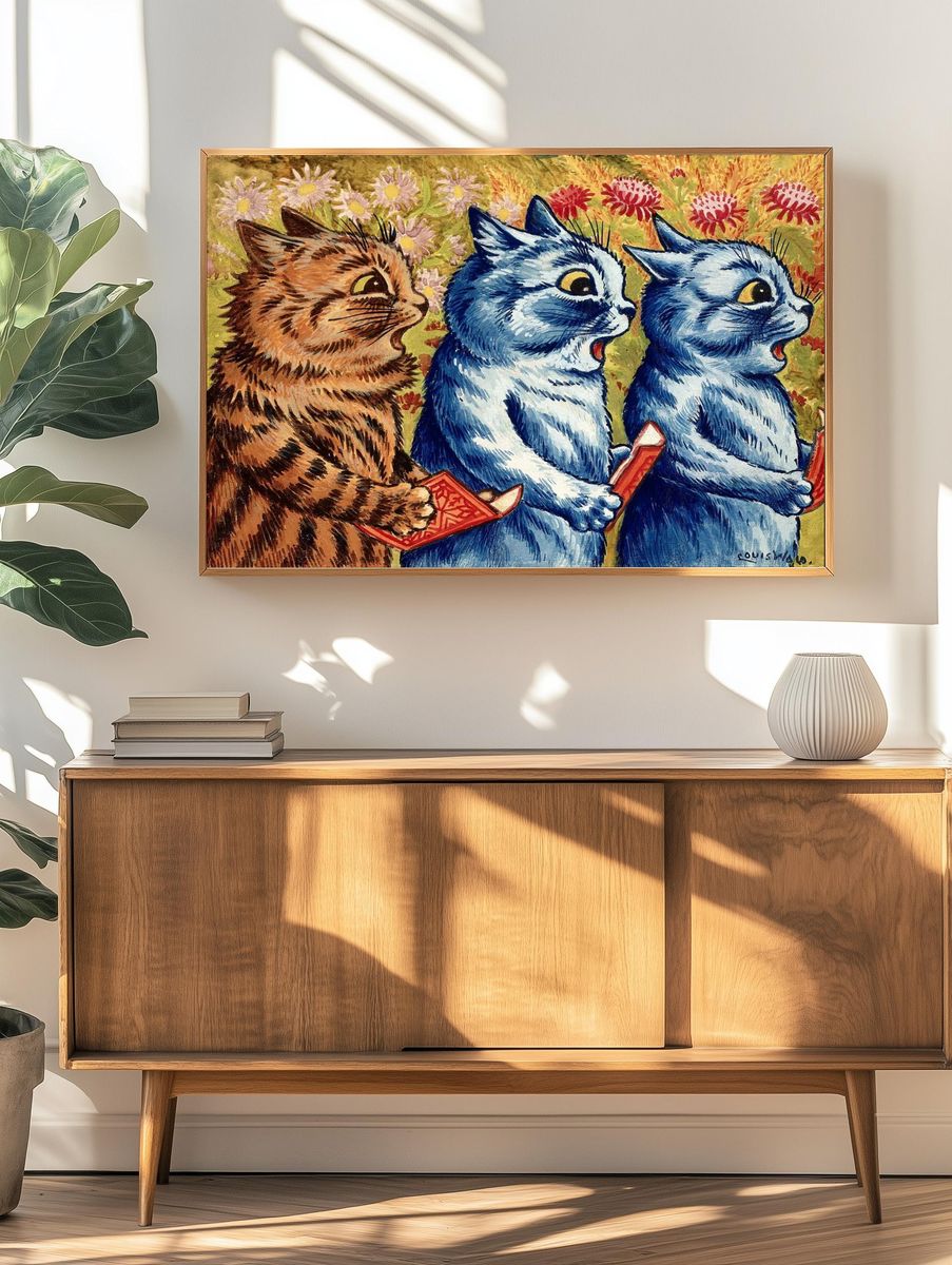 Three cats singing. Gouache Louis. — room view 3