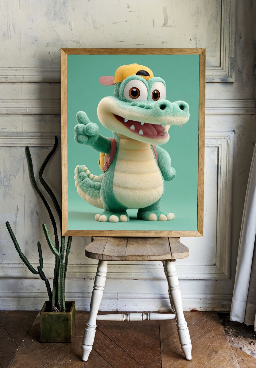 Cute Cartoon Crocodile Illustration Poster. — room view 1