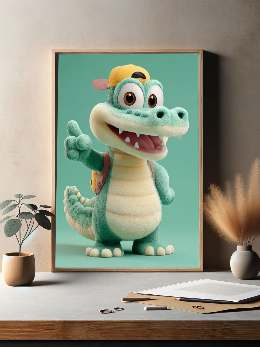 Cute Cartoon Crocodile Illustration Poster. — room view 2