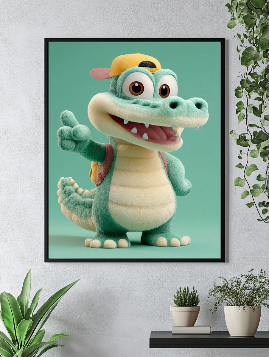 Cute Cartoon Crocodile Illustration Poster. — room view 4