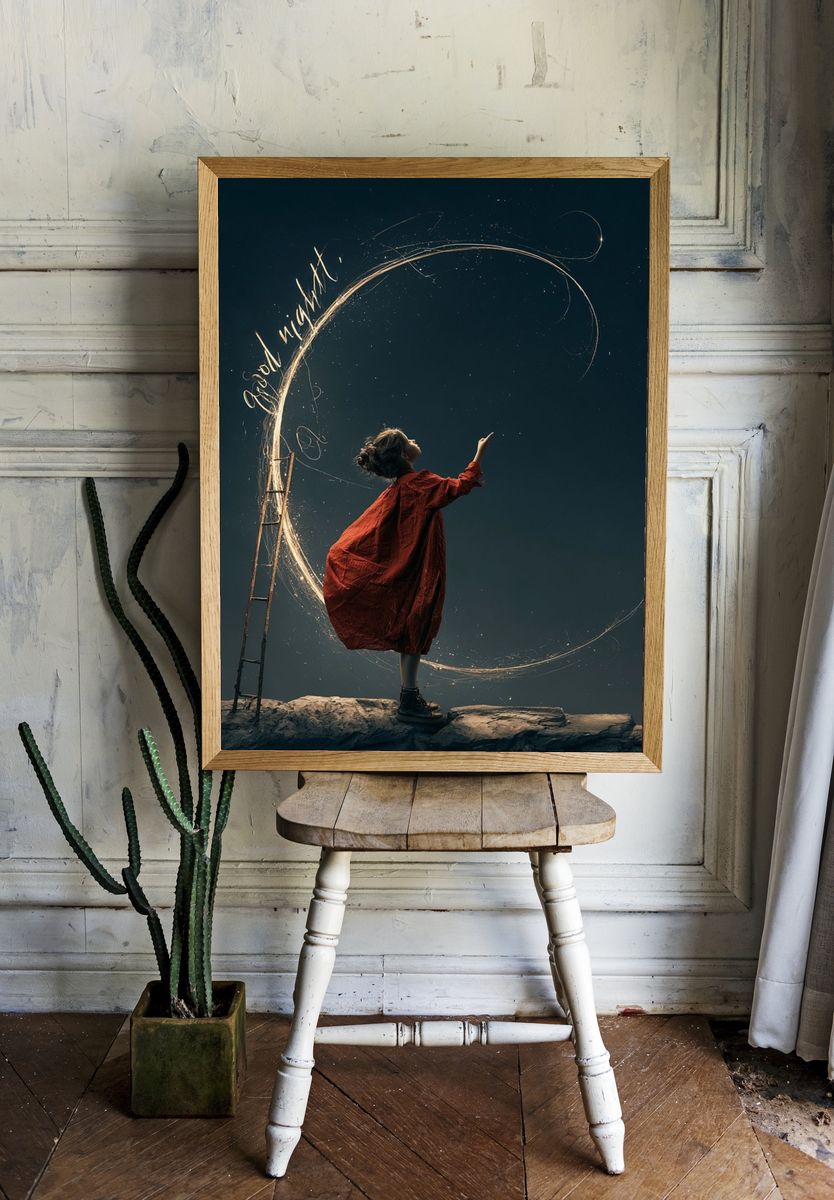 Dreamy Night Illustration Print. — room view 1