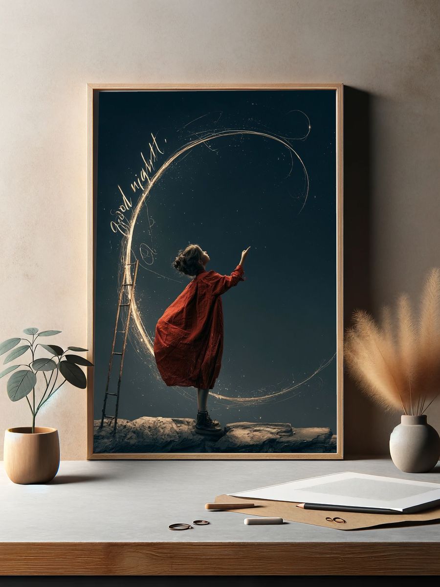 Dreamy Night Illustration Print. — room view 2