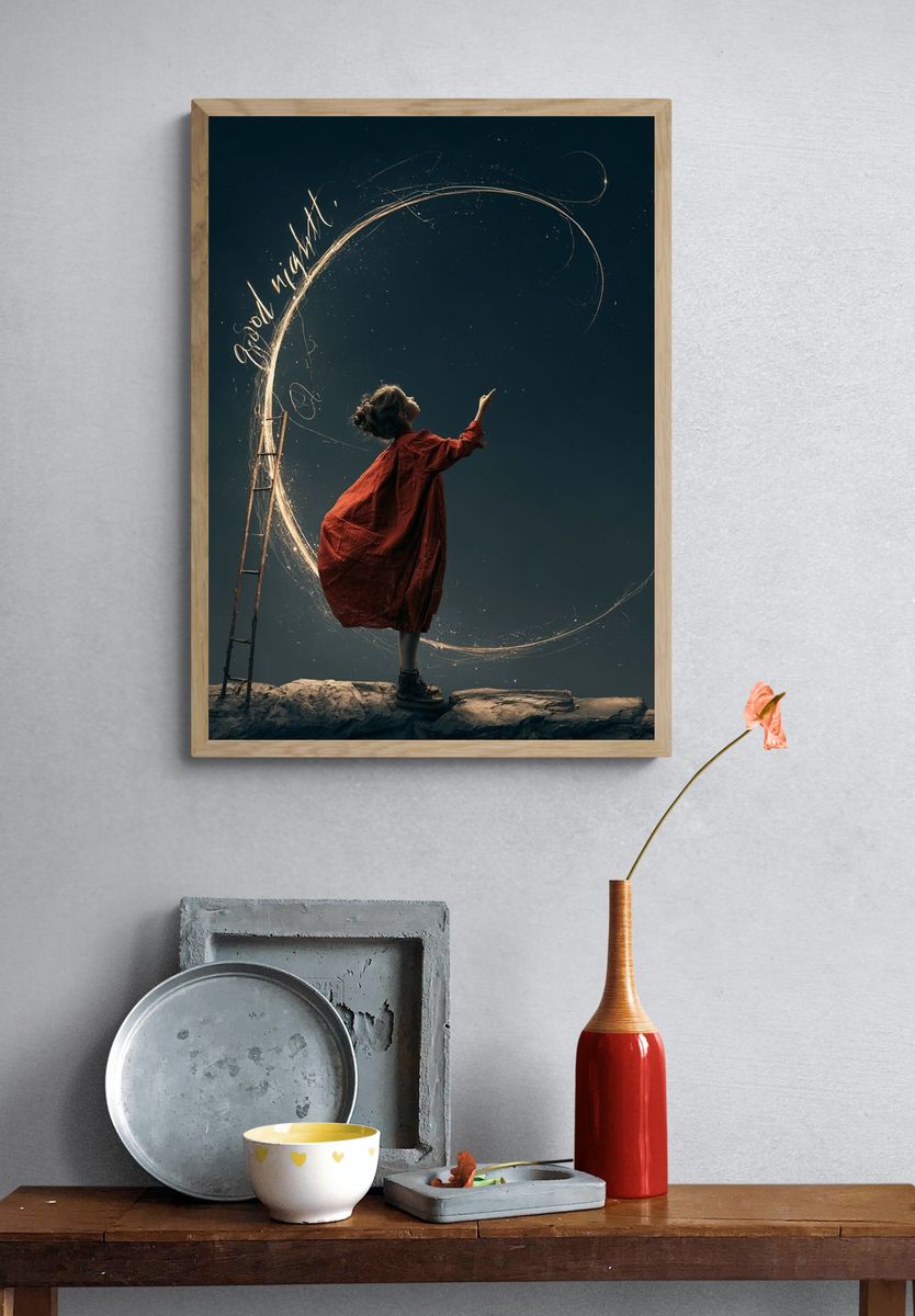 Dreamy Night Illustration Print. — room view 3