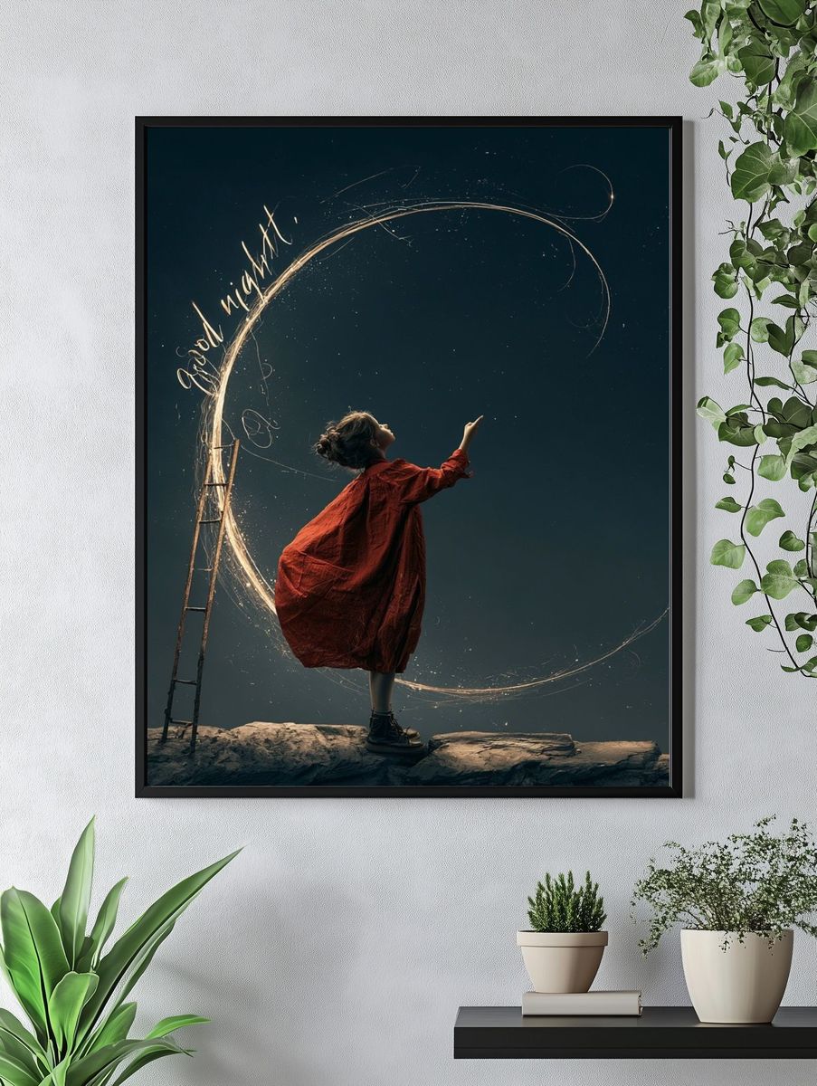 Dreamy Night Illustration Print. — room view 4