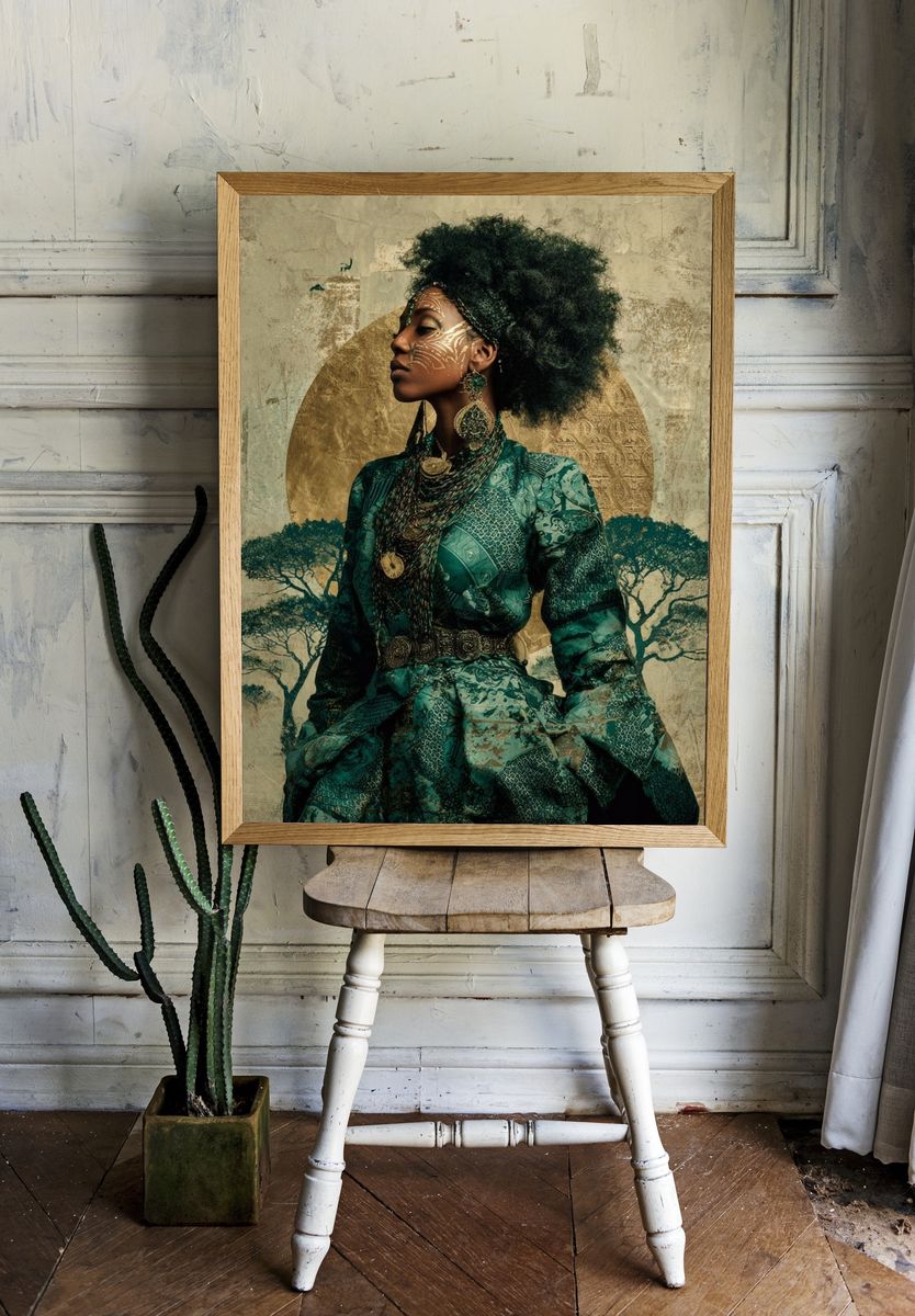 Afrofuturist Portrait Illustration Poster. room preview