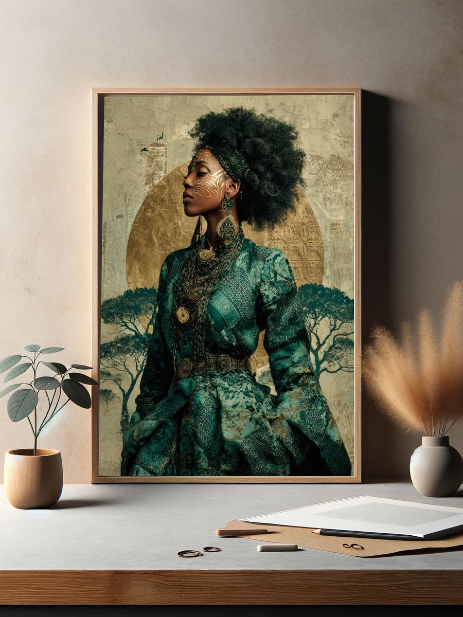 Afrofuturist Portrait Illustration Poster. — room view 2