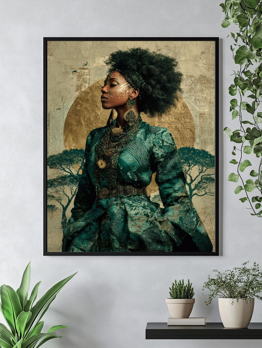 Afrofuturist Portrait Illustration Poster. — room view 4