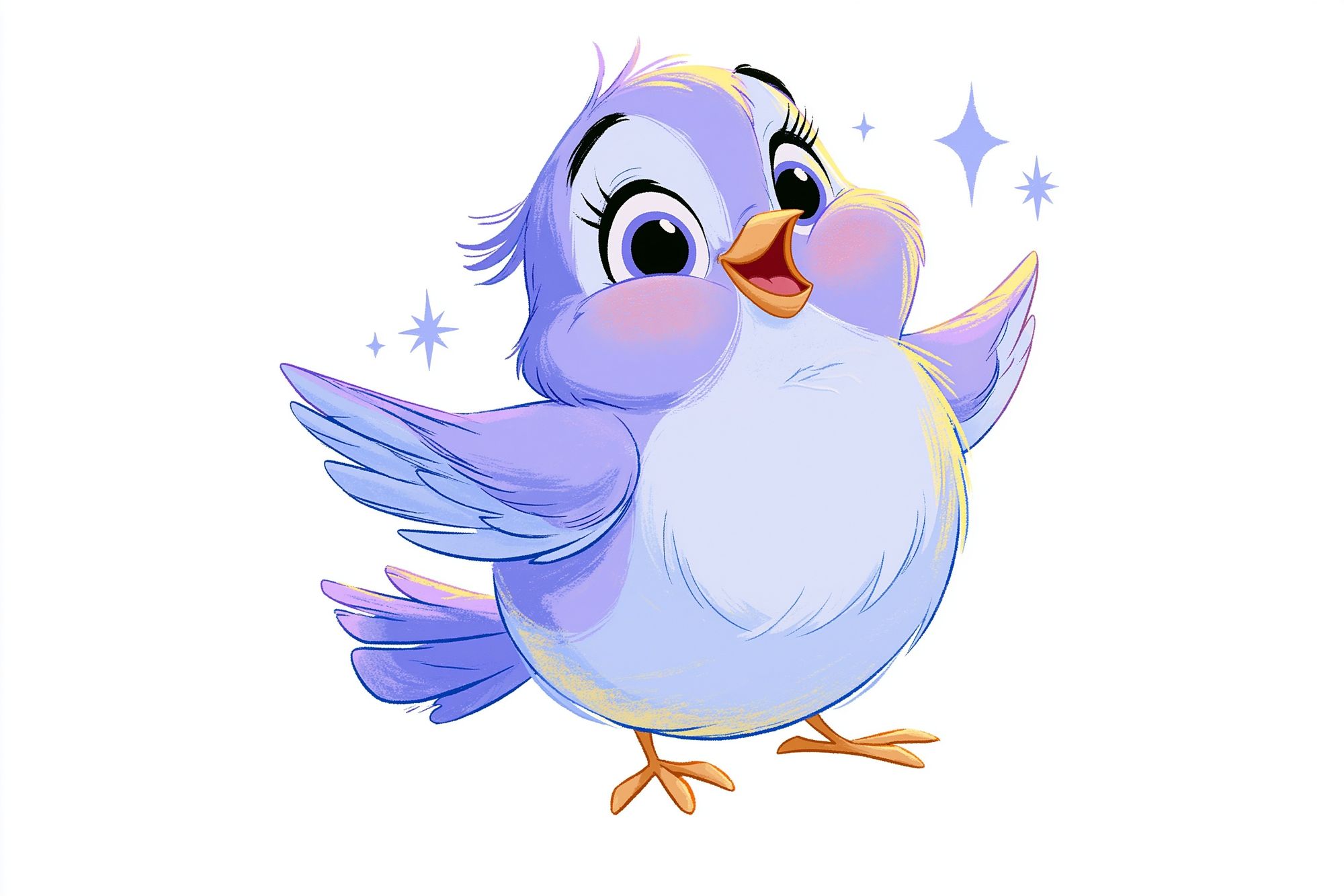 Cute Blue Bird Cartoon Print. poster detail