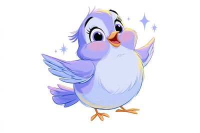 Cute Blue Bird Cartoon Print.