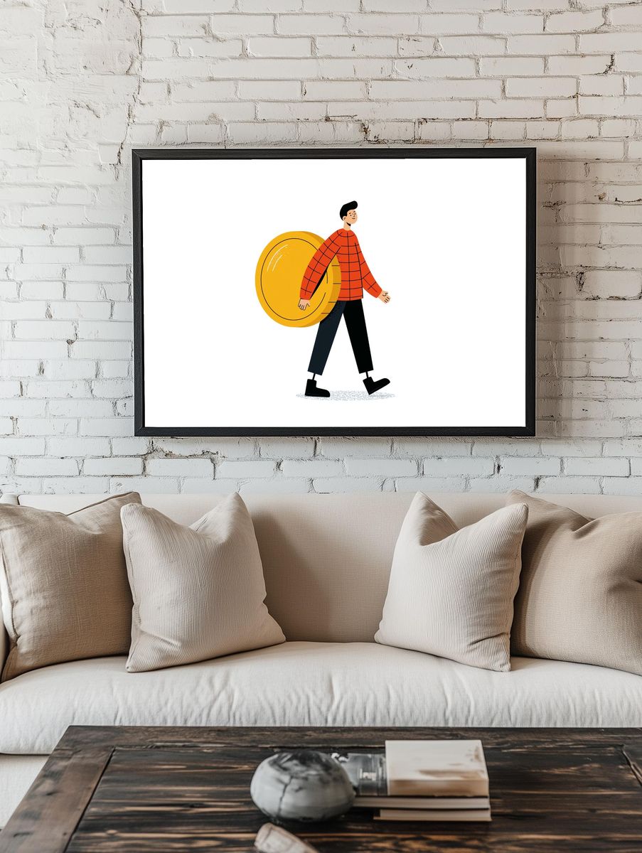 Walking Man Illustration Poster. room preview