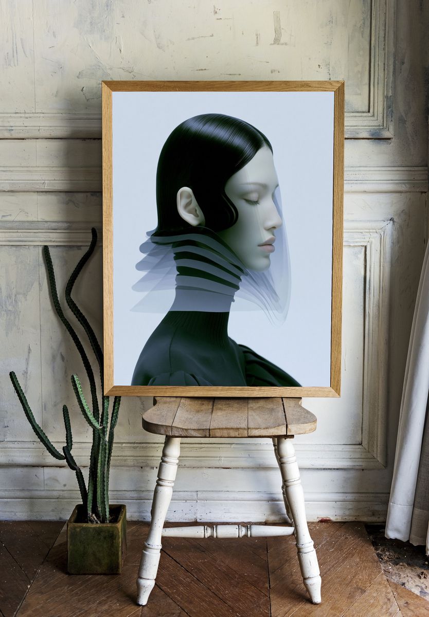 Futuristic Portrait Illustration Print. — room view 1