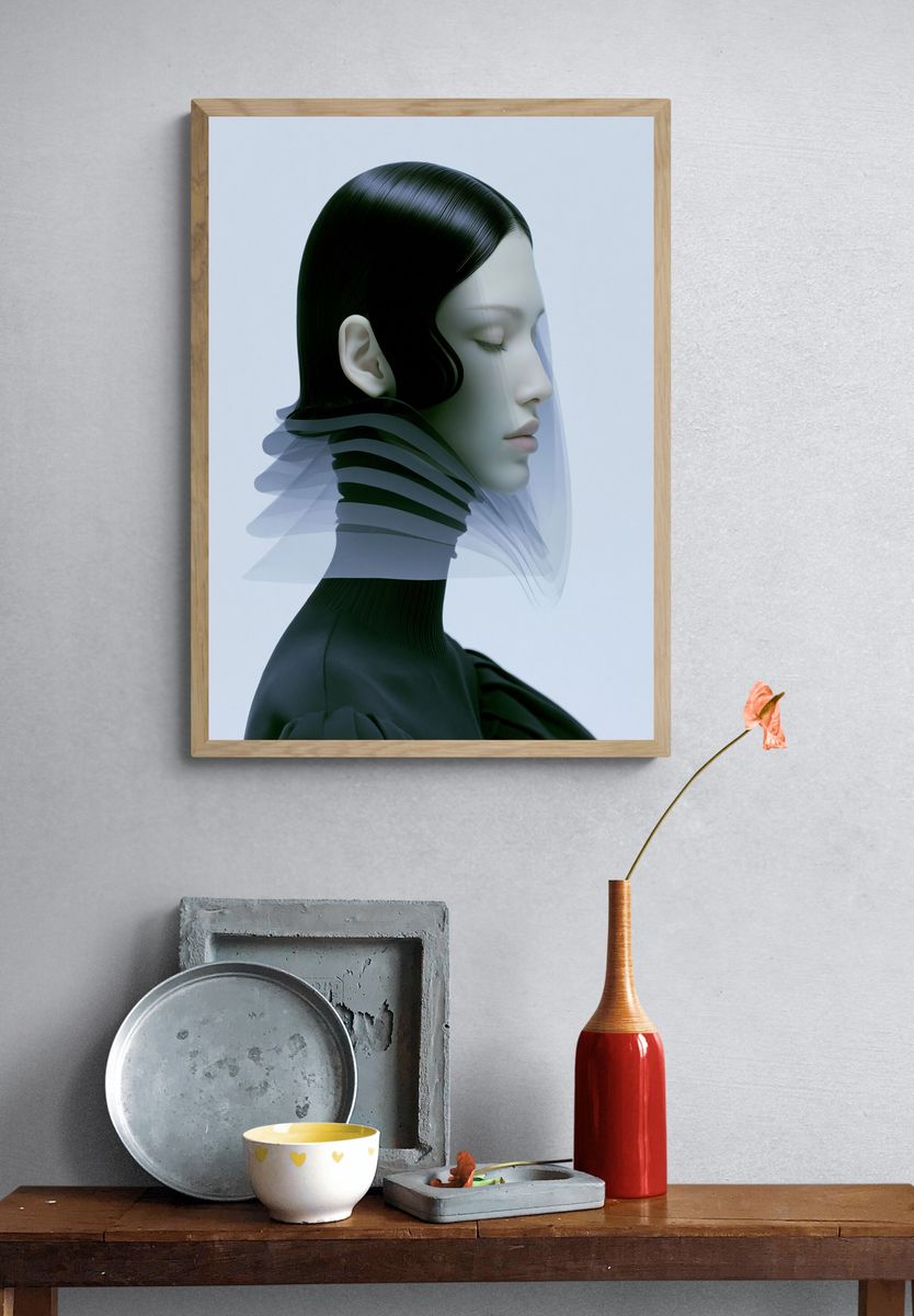 Futuristic Portrait Illustration Print. — room view 3