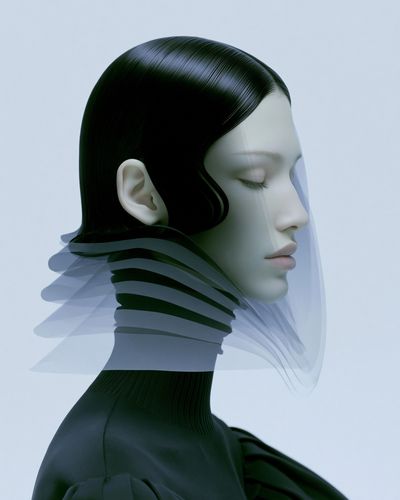 Futuristic Portrait Illustration Print. poster