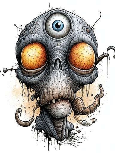 Surreal Alien Skull Illustration Poster. poster detail