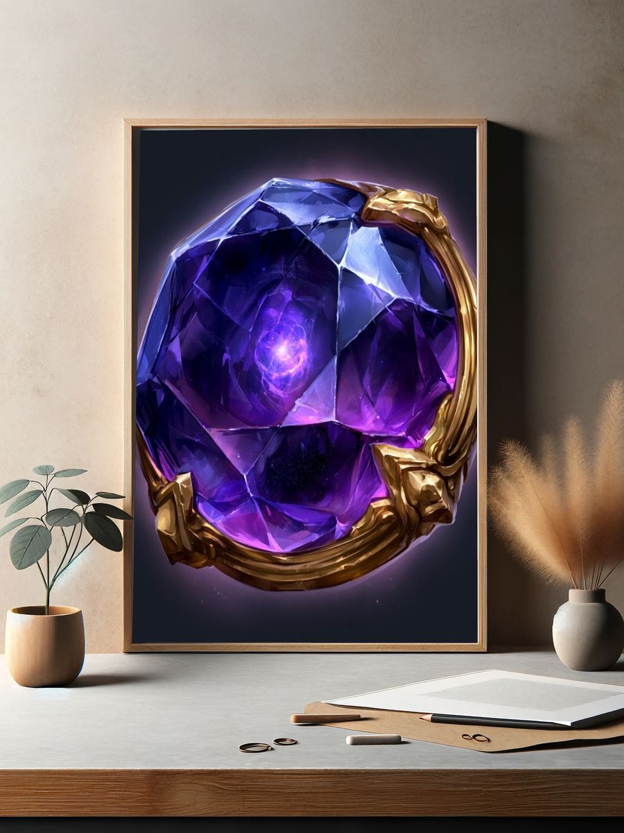 Mystic Purple Gem Illustration Poster. — room view 2