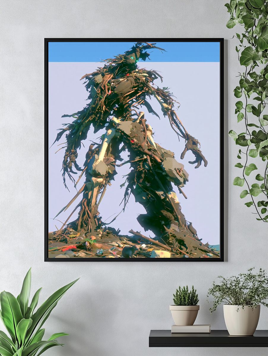 Recycled Giant Figure Illustration Print. — room view 4