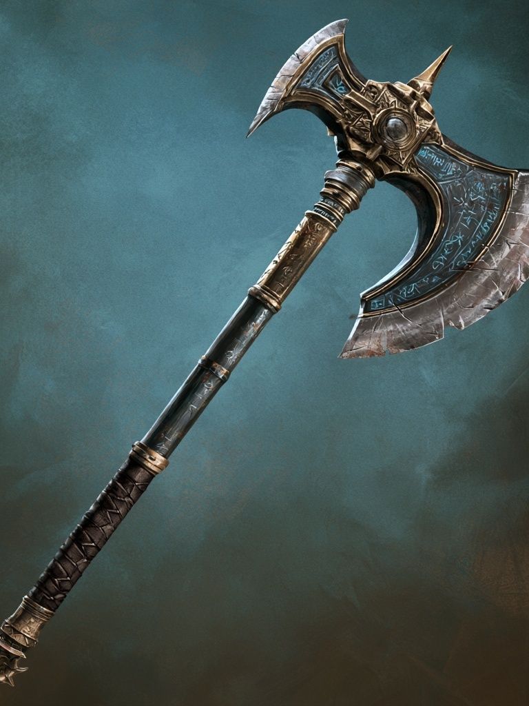 Runed Battle Axe Illustration Poster. poster detail