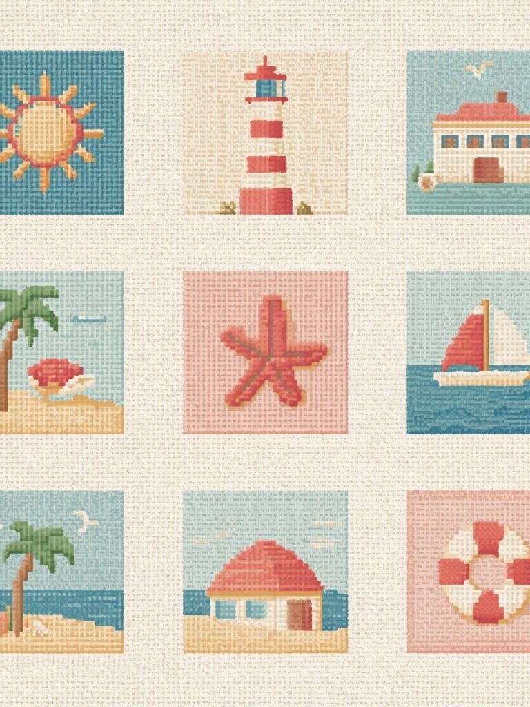 Beach Icons Mosaic Poster. poster detail