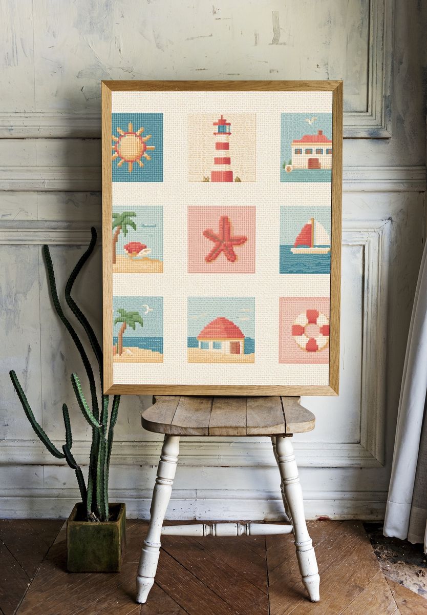 Beach Icons Mosaic Poster. room preview