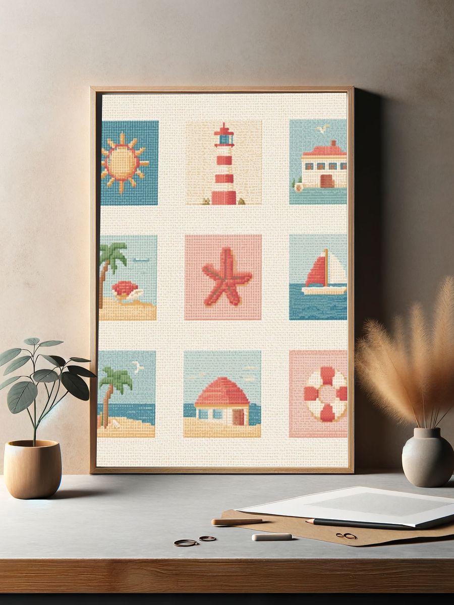 Beach Icons Mosaic Poster. — room view 2
