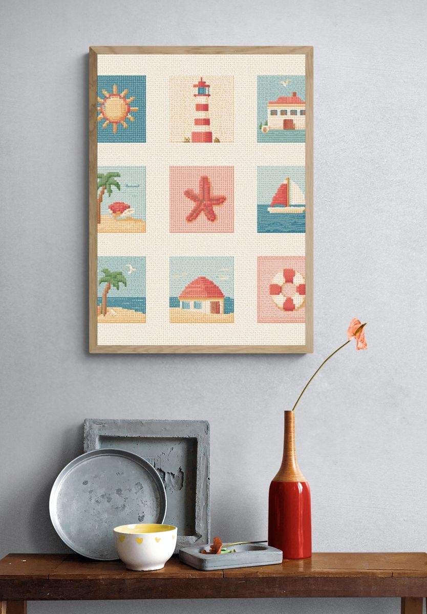 Beach Icons Mosaic Poster. — room view 3