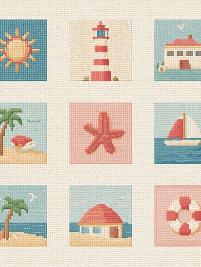 Beach Icons Mosaic Poster.