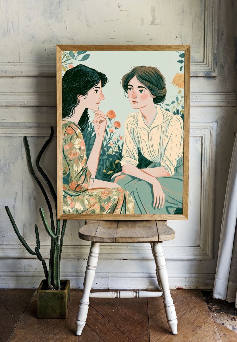 Floral Women Portrait Illustration Poster. — room view 1