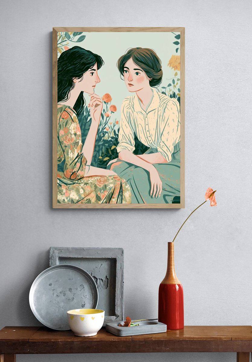 Floral Women Portrait Illustration Poster. — room view 3